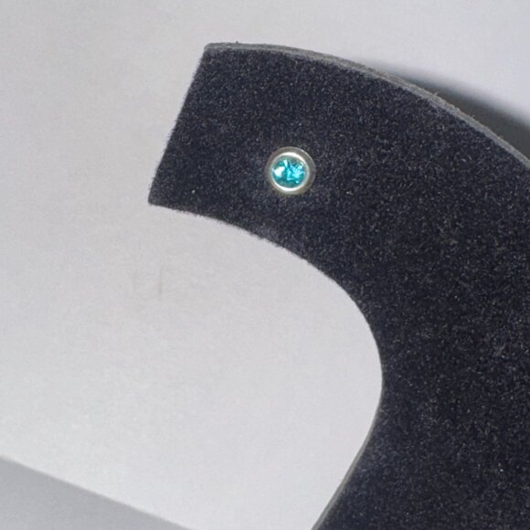 5 Mm Round Aqua Blue Cz And Sterling Post Earrings - Picture 6 of 11